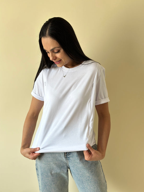 Playera de lactancia con CIERRE FRONTAL •Blanca•