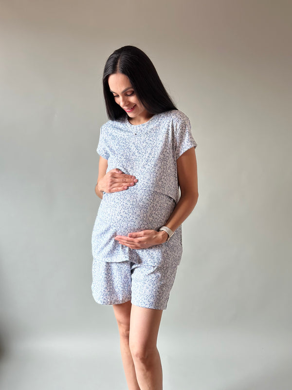 Pijama de short maternidad y lactancia •Mini Gris•
