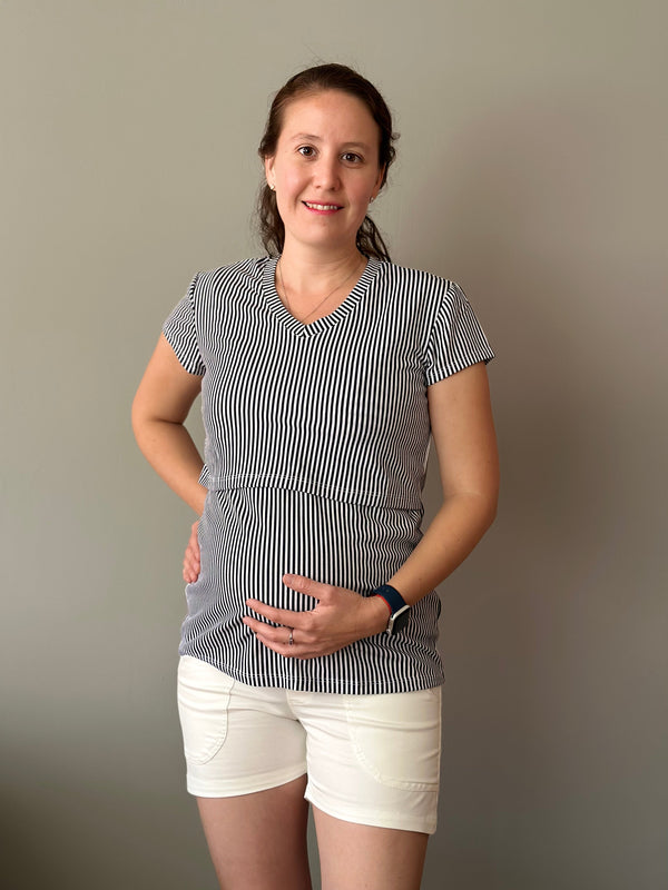 Blusa de maternidad y lactancia •rayas azul•