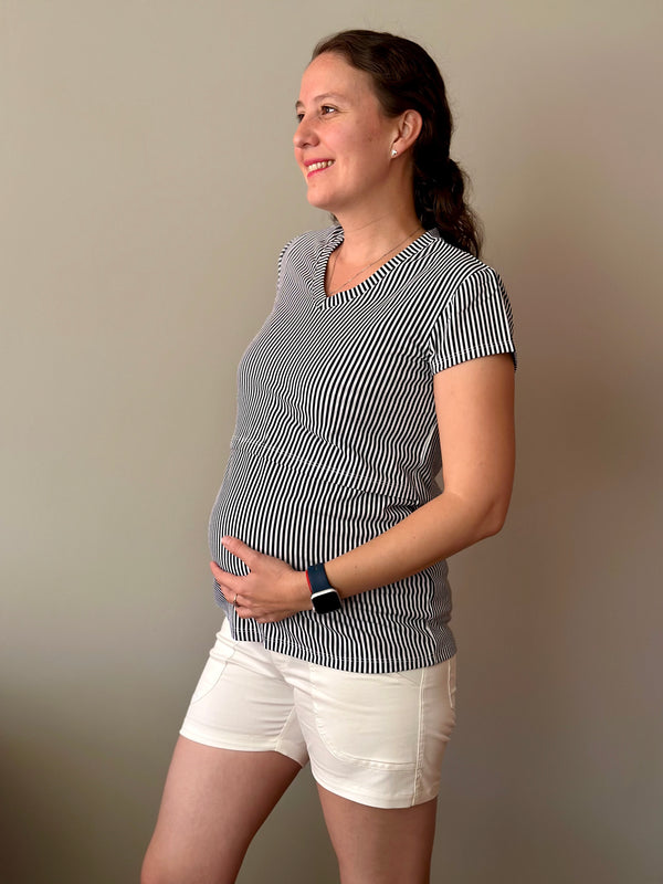 Blusa de maternidad y lactancia •rayas azul•