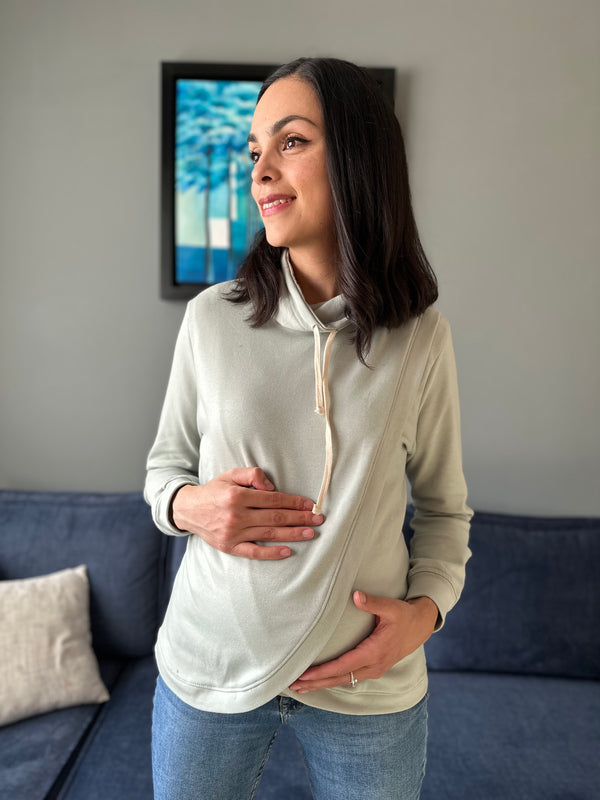 Sudadera de maternidad y lactancia CRUZADA •Menta•