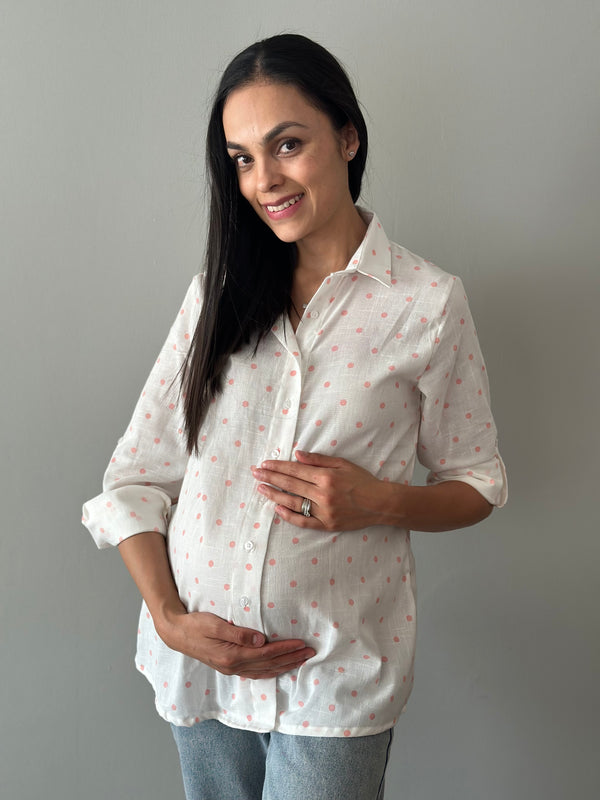 Camisa de maternidad •puntos rosa•