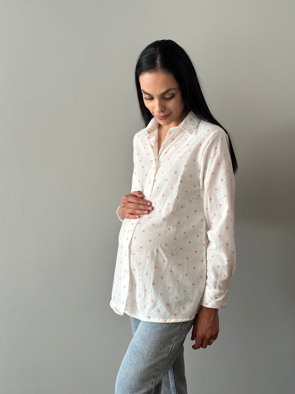 Camisa de maternidad •puntos rosa•