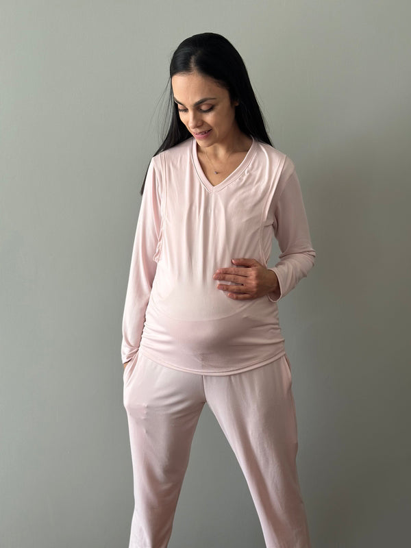 Pijama de maternidad y lactancia •Rosada• SUPER SOFT