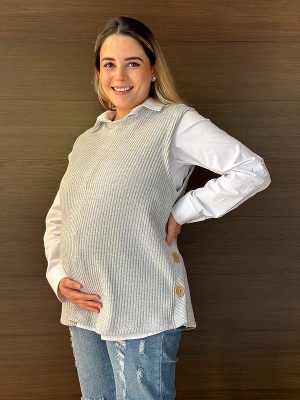 Chaleco de maternidad y lactancia •Gris•