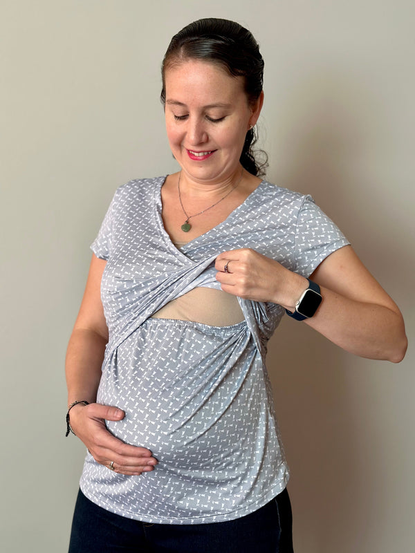 Blusa de maternidad y lactancia •tulipán gris•