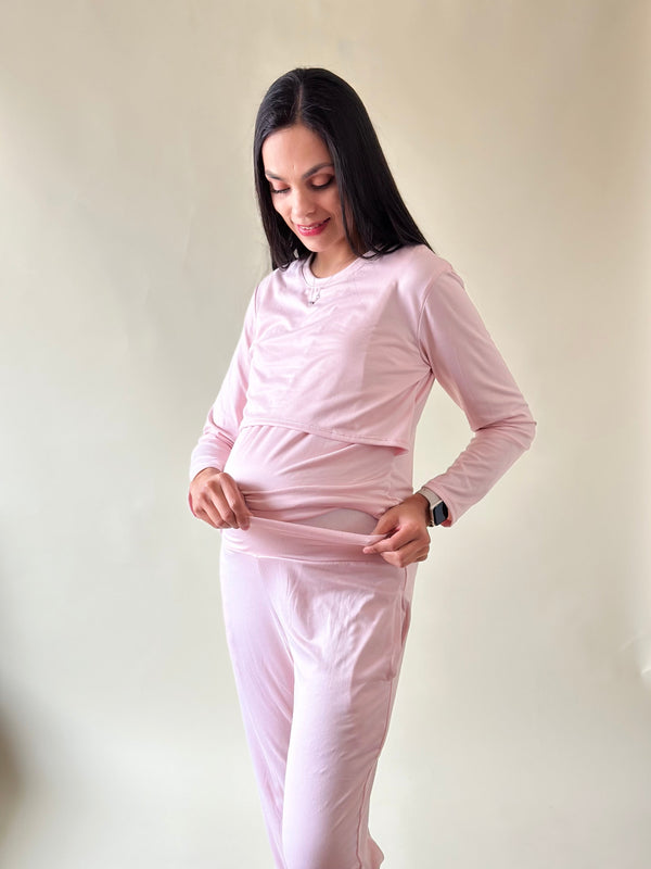 Pijama de maternidad y lactancia •Palo de rosa• SUPER SOFT