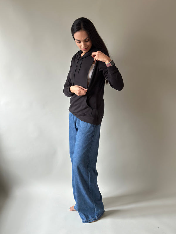 Sudadera de maternidad y lactancia •Negra•