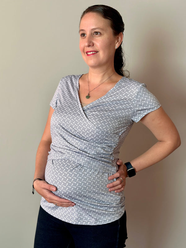 Blusa de maternidad y lactancia •tulipán gris•