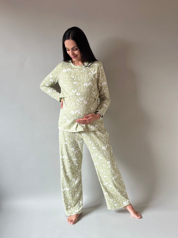 Pijama de maternidad y lactancia •Olivo•