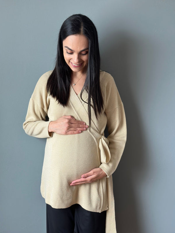 Suéter de maternidad envolvente •Avena•