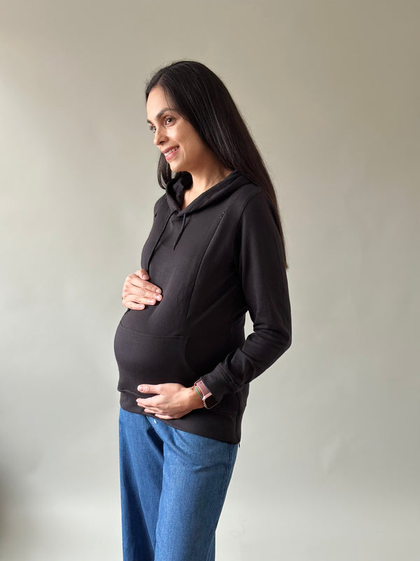 Sudadera de maternidad y lactancia •Negra•