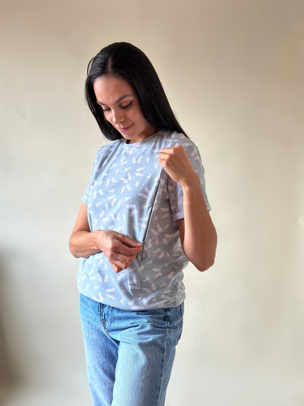 Playera de lactancia con cierres •Mariposas•
