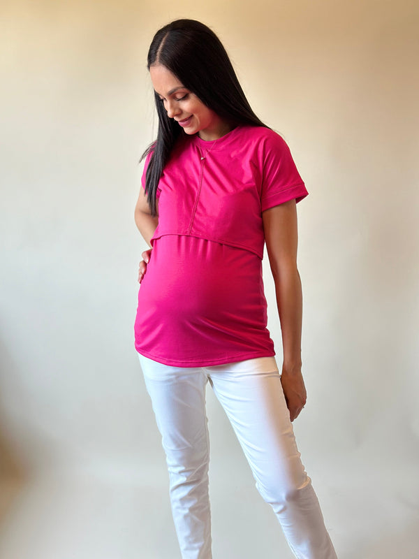 Blusa de maternidad y lactancia •Basic Fucsia•