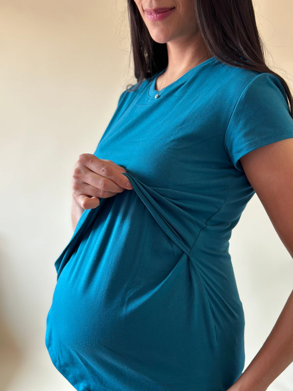 Blusa de maternidad y lactancia •azul petroleo• BASIC