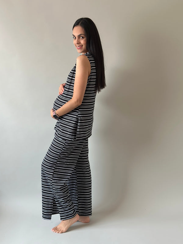 Set de embarazo y lactancia Maite •Rayas negro•