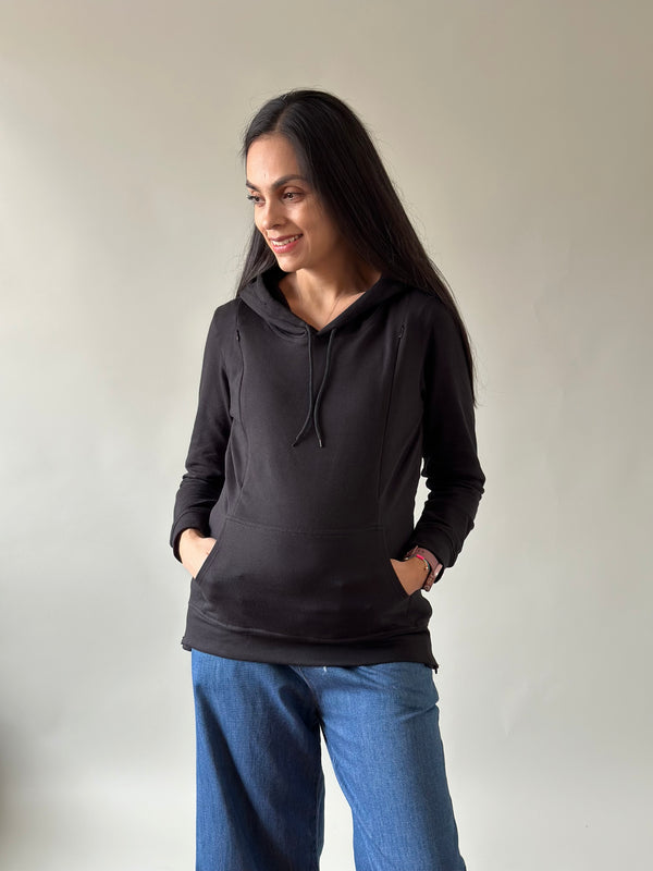 Sudadera de maternidad y lactancia •Negra•