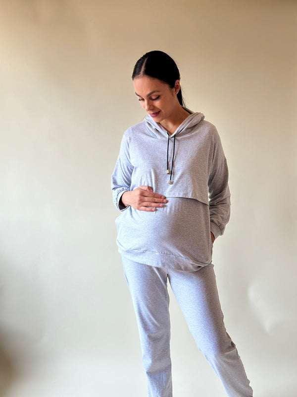Pants de embarazo y lactancia •Gris Jaspe•