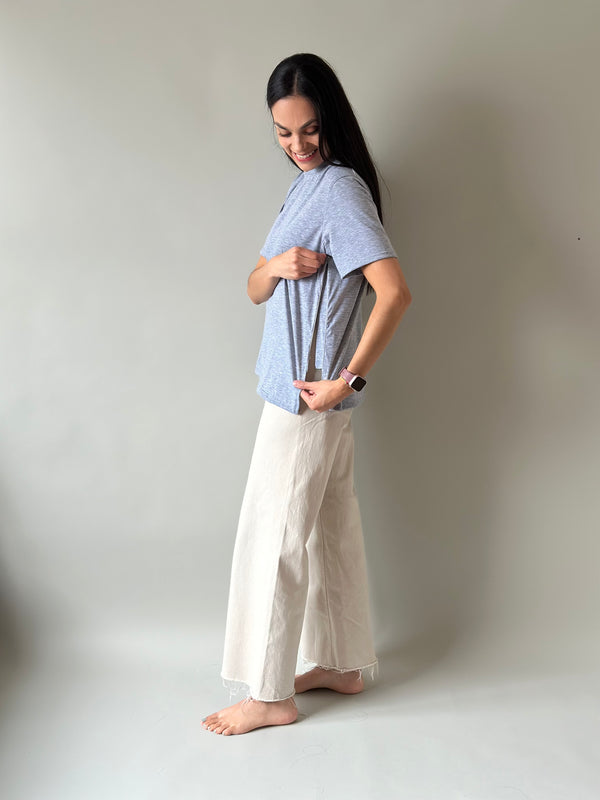 Playera de maternidad y lactancia •Gris jaspe•