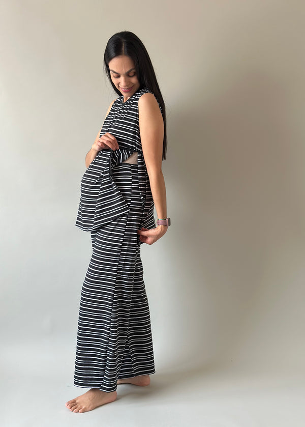 Set de embarazo y lactancia Maite •Rayas negro•