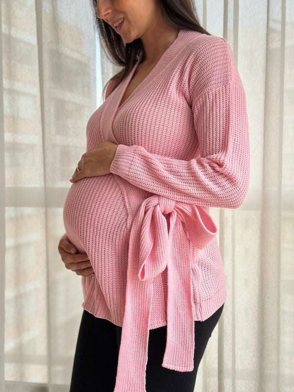 Suéter de maternidad envolvente •Baby pink•