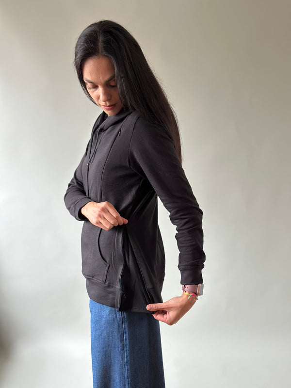Sudadera de maternidad y lactancia •Negra•