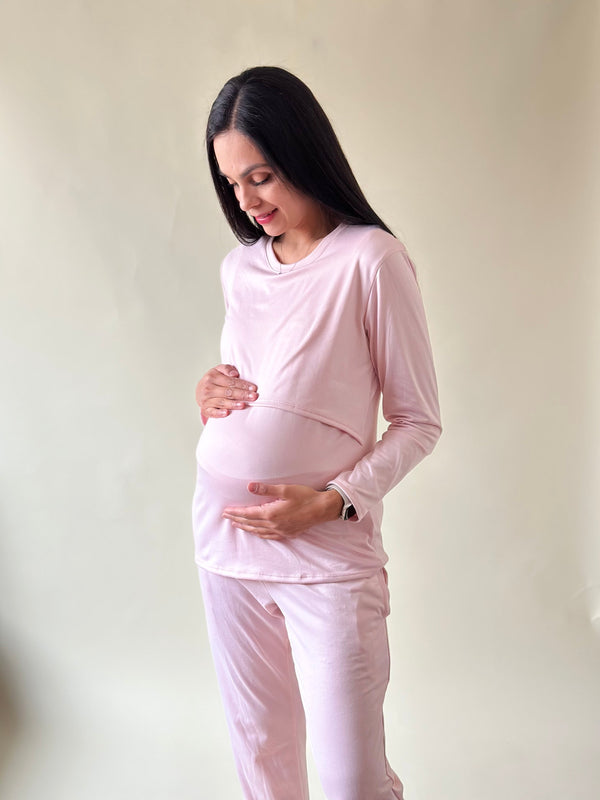 Pijama de maternidad y lactancia •Palo de rosa• SUPER SOFT