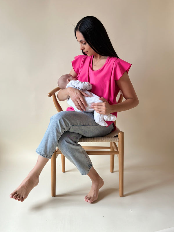 Blusa de lactancia •Rosa mexicano•