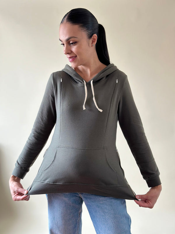 Sudadera de maternidad y lactancia •verde militar•