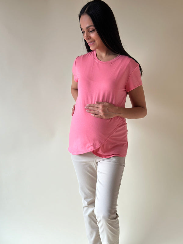 Blusa de maternidad y lactancia •Coral• BASIC
