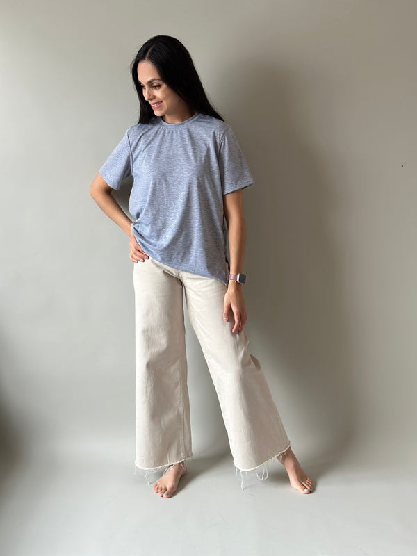 Playera de maternidad y lactancia •Gris jaspe•