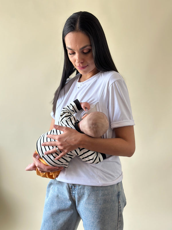 Playera de lactancia con CIERRE FRONTAL •Blanca•