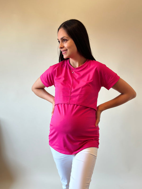 Blusa de maternidad y lactancia •Basic Fucsia•