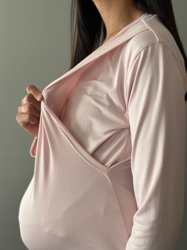Pijama de maternidad y lactancia •Rosada• SUPER SOFT