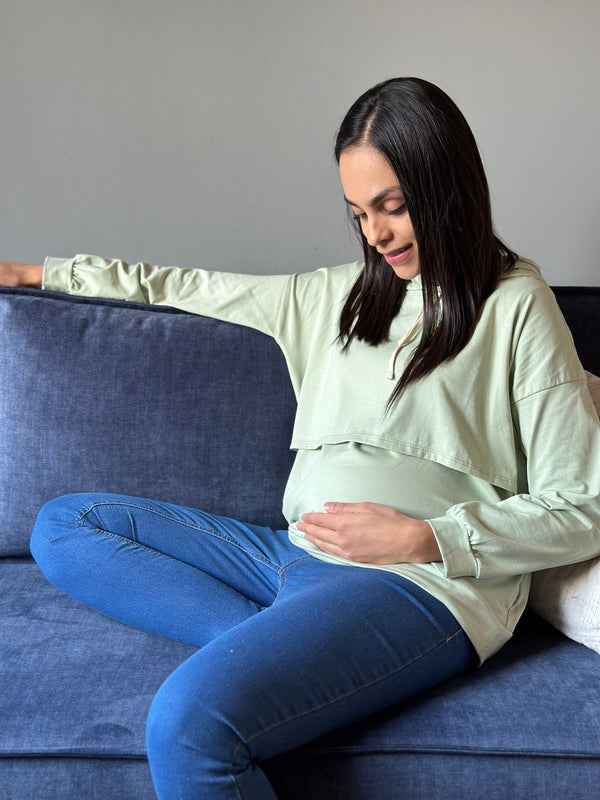 Sudadera de maternidad y lactancia LIGERA •Menta•
