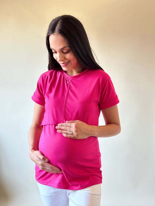 Blusa de maternidad y lactancia •Basic Fucsia•