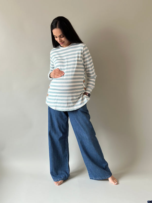 Sudadera de maternidad y lactancia •green lines button•