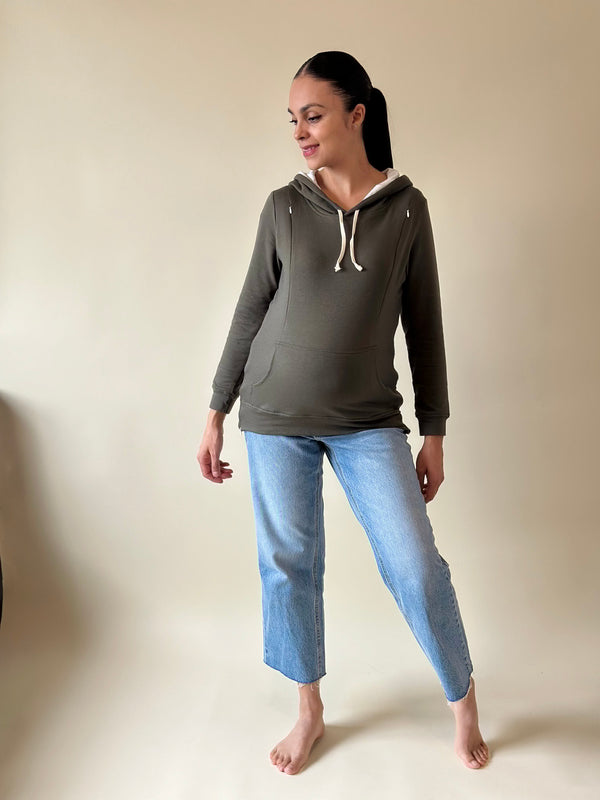 Sudadera de maternidad y lactancia •verde militar•