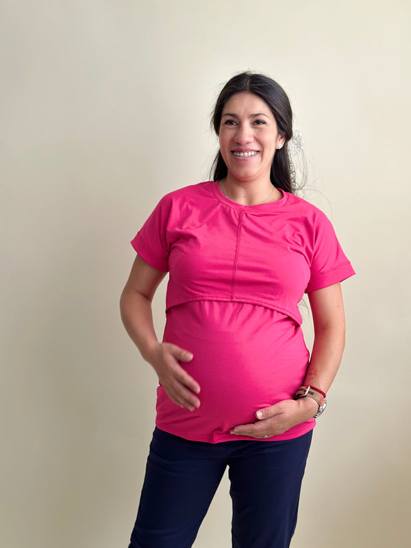 Blusa de maternidad y lactancia •Basic Fucsia•