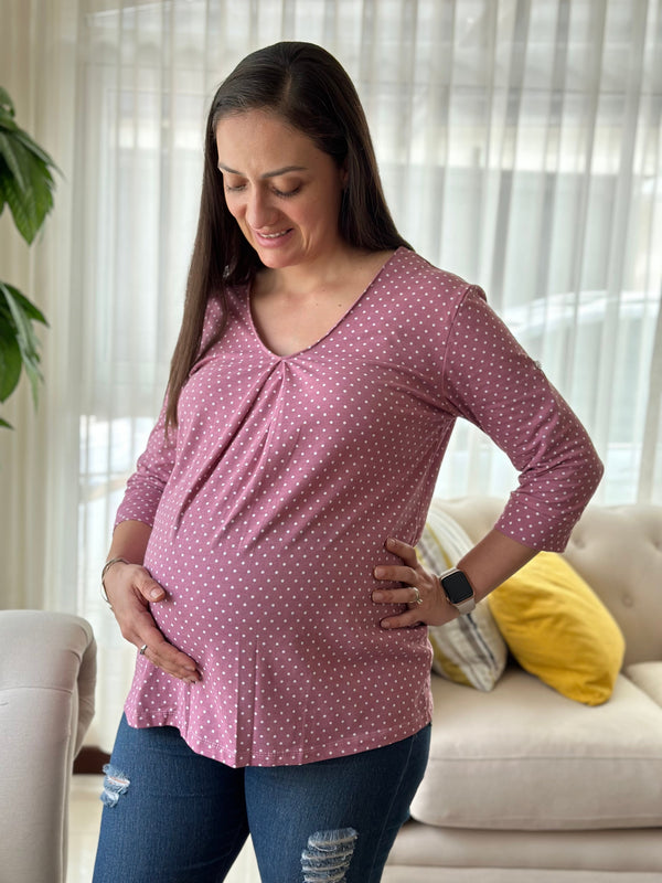 Blusa de maternidad •puntitos rosa•