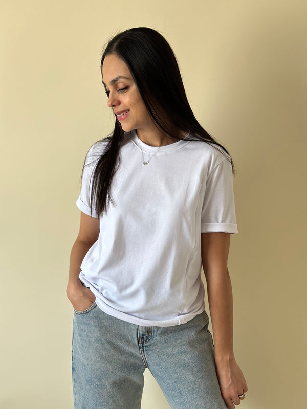 Playera de lactancia con CIERRE FRONTAL •Blanca•