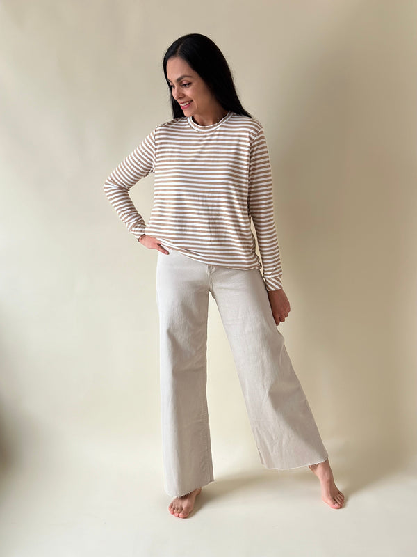 Blusa de maternidad y lactancia •Rayas arena•