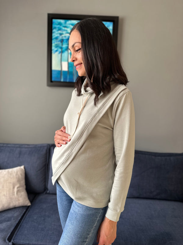 Sudadera de maternidad y lactancia CRUZADA •Menta•