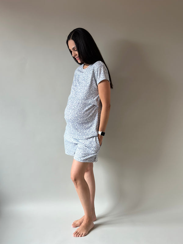 Pijama de short maternidad y lactancia •Mini Gris•