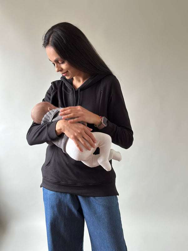 Sudadera de maternidad y lactancia •Negra•