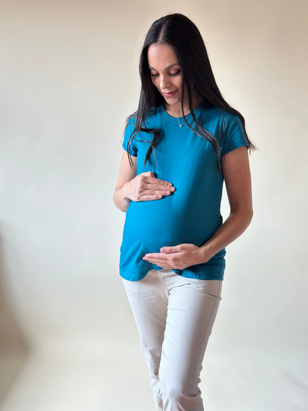 Blusa de maternidad y lactancia •azul petroleo• BASIC
