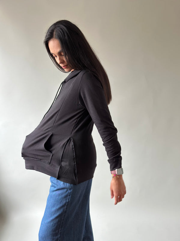 Sudadera de maternidad y lactancia •Negra•