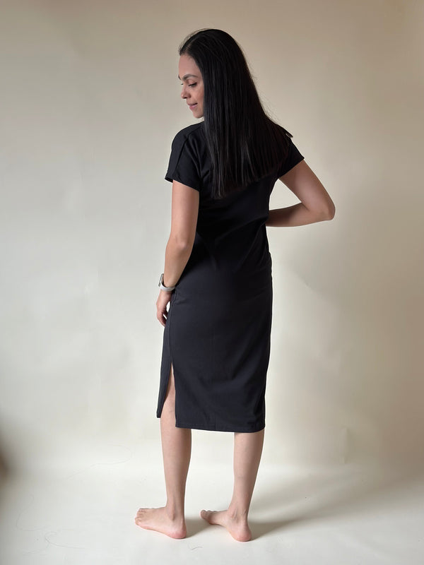 Vestido de maternidad con algodón •Negro•