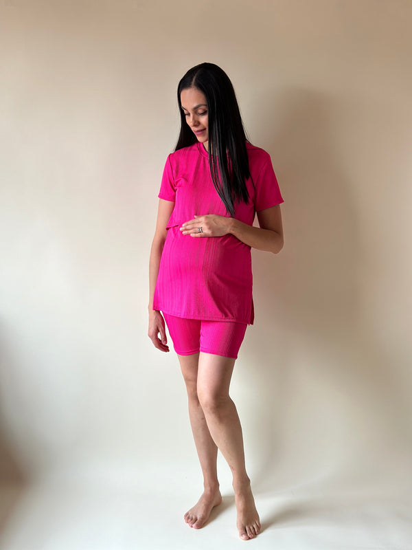 Set de maternidad y lactancia Sofia SHORT •Fucsia•