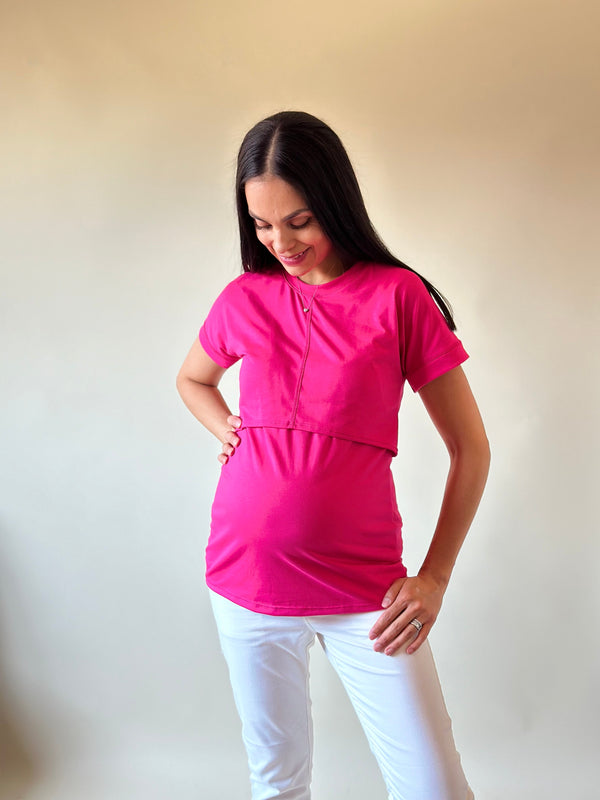 Blusa de maternidad y lactancia •Basic Fucsia•